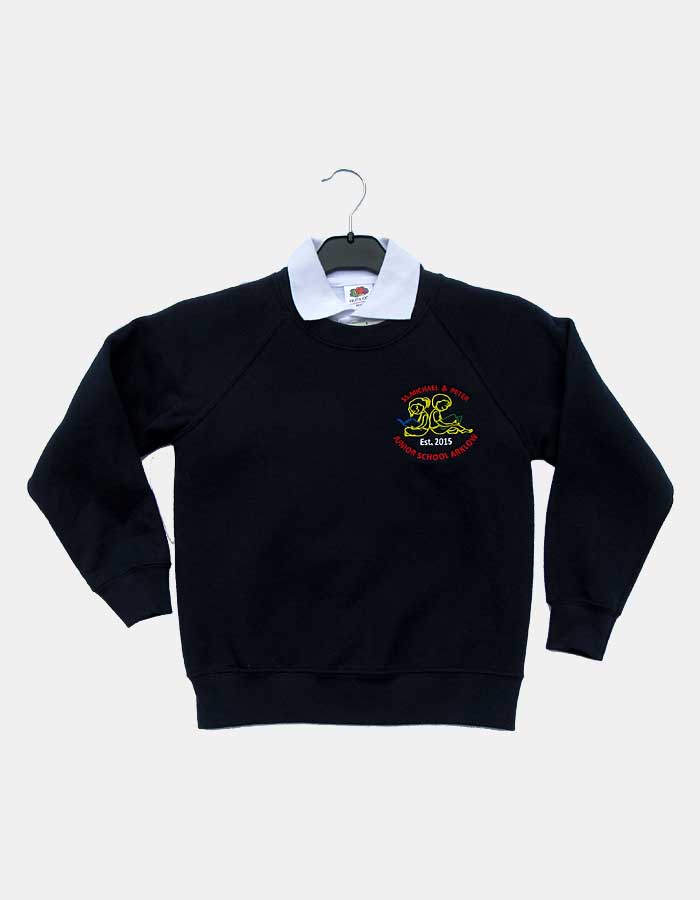 School Sweatshirt for SS Michael & Peter Junior School, available from Eric Craig, Lower Main St, Arklow.